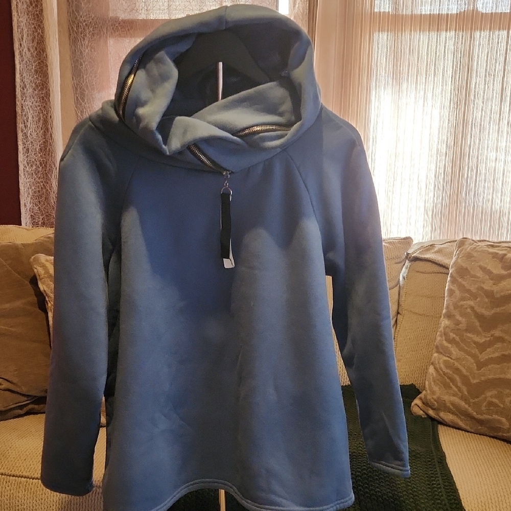 SHEIN Blue Hooded Sweater